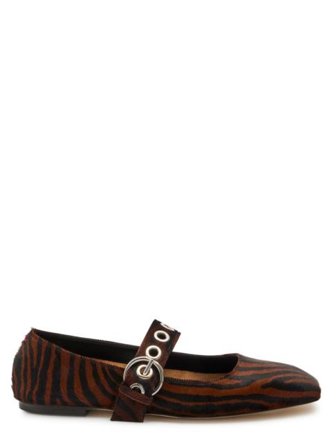 Aeyde Uma Zebra-effect Calf Hair Mary Jane Flats