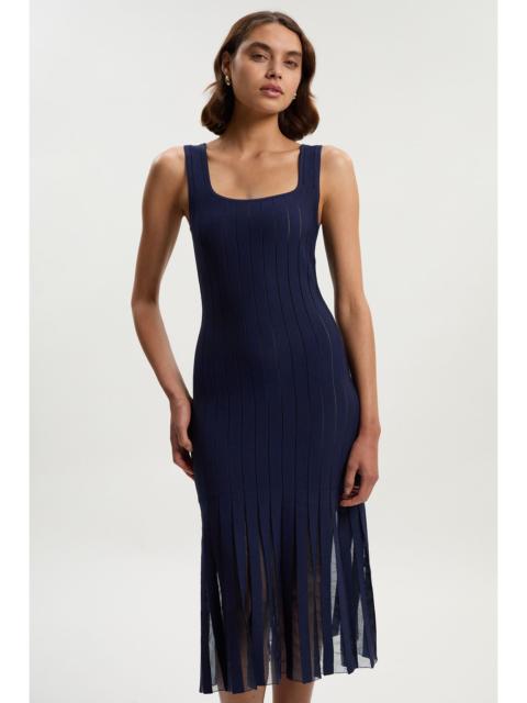 KAREN MILLEN Compact Stretch Square Neck Knitted Flippy Dress