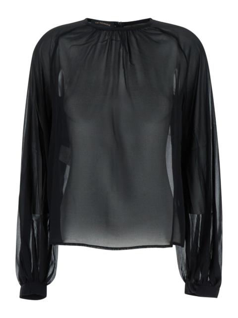 THE ANDAMANE - The Andamane Women Black Blouse With Crew Neck In Stretch Silk Woman