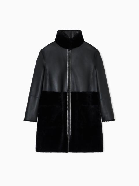 EMPORIO ARMANI ASV REVERSIBLE COAT IN SPANISH MERINO SHEARLING LAMBSKIN