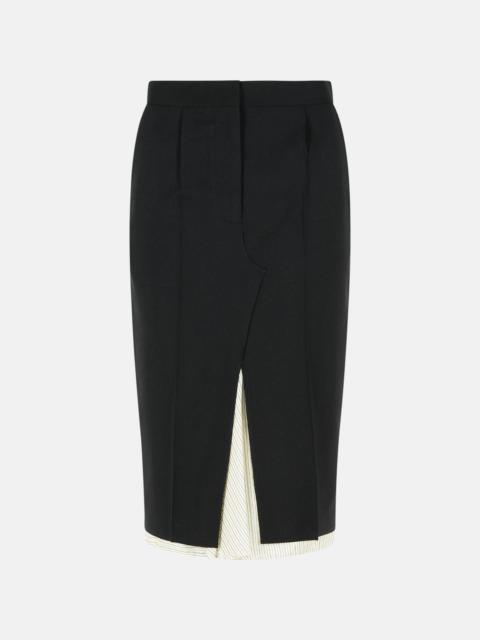 Marni MIDI SKIRT IN COOL BLACK VIRGIN WOOL WITH EXPOSED LINING
