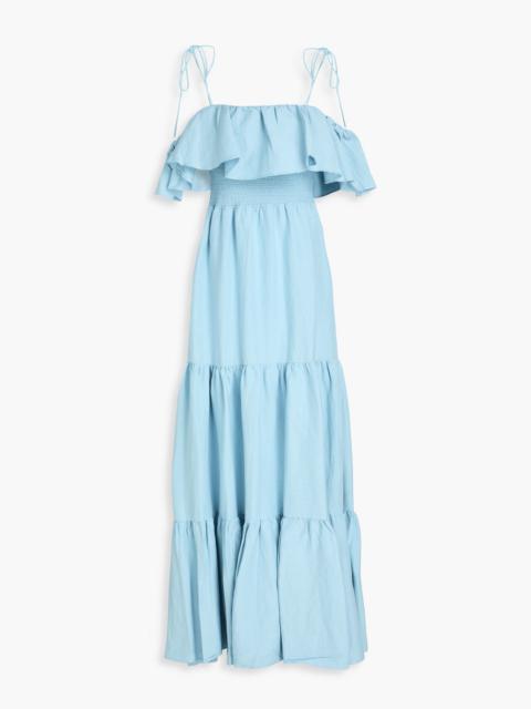 Alice + Olivia Kia cold-shoulder tiered linen-blend maxi dress