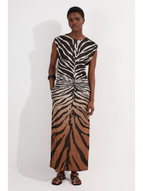 KAREN MILLEN Jacquard Zebra Print Slinky Maxi Dress
