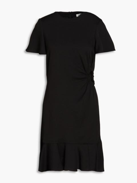 Sandro Gathered cutout grain de poudre mini dress