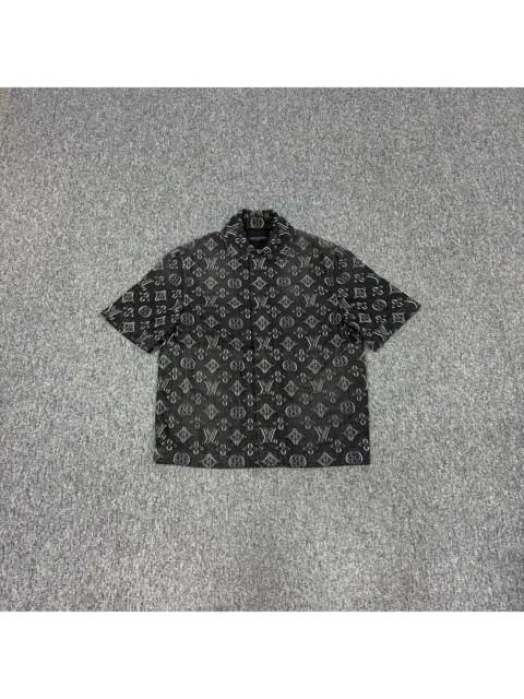 Louis Vuitton Louis Vuitton monogram all-over wash grey denim short-sleeved shirt shirt