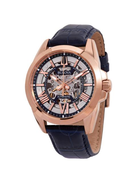 Other Designers Bulova Sutton Automatic Silver Skeleton Dial Men's Watch 97A161