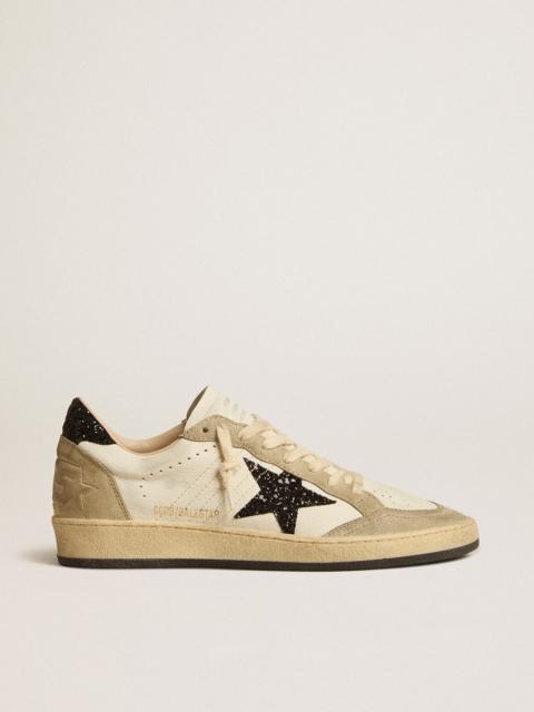 Golden Goose Ball Star in nappa and suede with black glitter star and heel tab