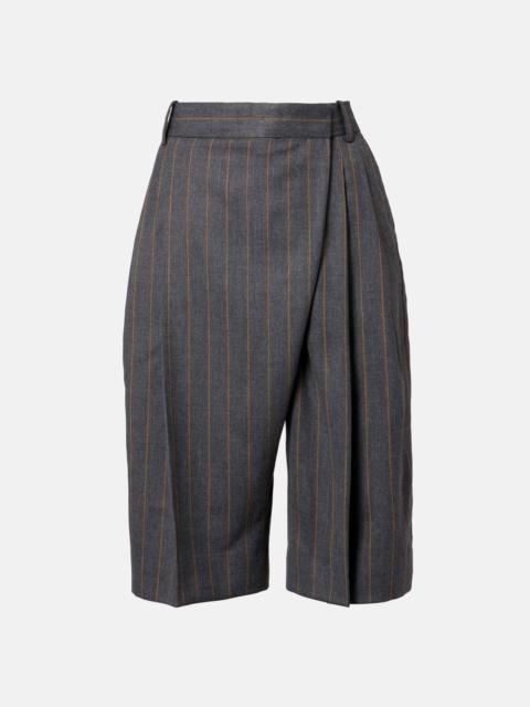 GANNI Pinstripe wrap shorts