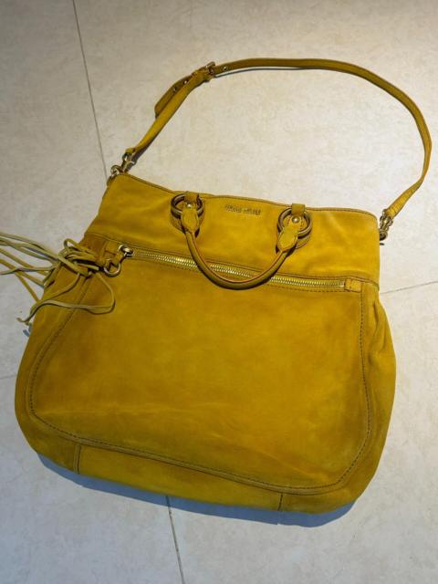 Miu Miu MiuMiu Glace Calf Tassel Suede Crossbody Bag
