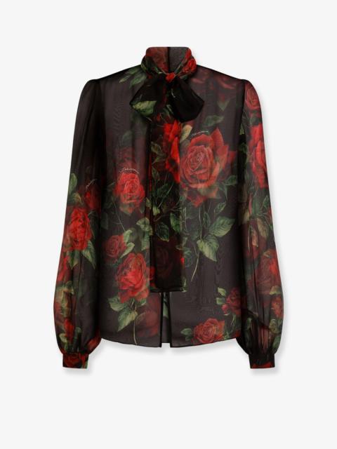 Dolce & Gabbana Dolce & Gabbana Chiffon Shirt With Rose Print