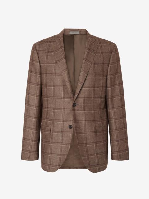 CORNELIANI Dark brown overcheck 130’s wool jacket