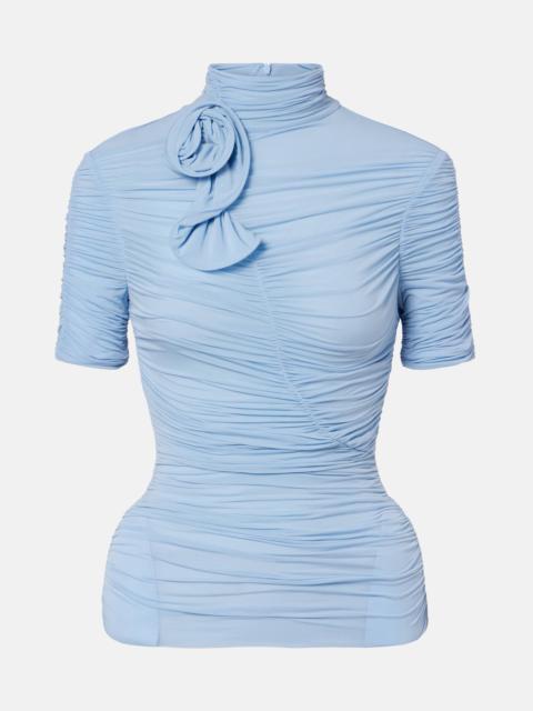 MAGDA BUTRYM Floral-appliqué ruched top