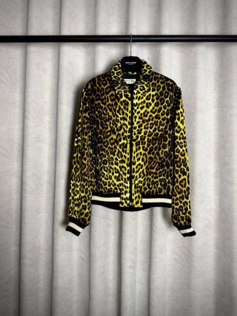 SAINT LAURENT Saint Laurent 16SS Hedi Slimane Leopard Print Studded Silk Jacket by Hedi Slimane