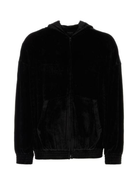 Balenciaga Man Black Velvet Oversize Sweatshirt
