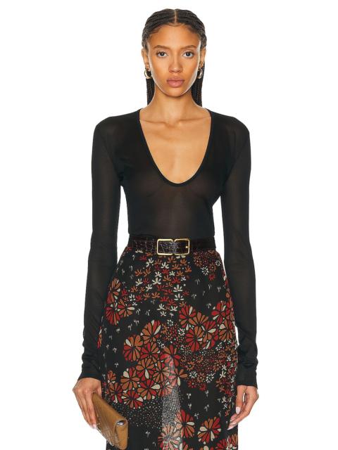 SAINT LAURENT Plunge Neck Sheer Top