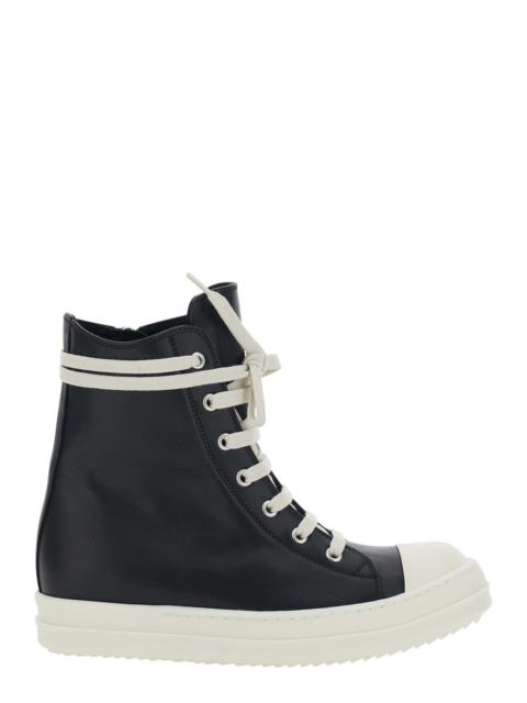 Rick Owens Rick Owens Women Black Sneakers With Oversized Decorative Laces And Zip Closure On The Side In Leath