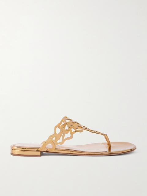 Gianvito Rossi Laser-cut Mirrored-leather Sandals