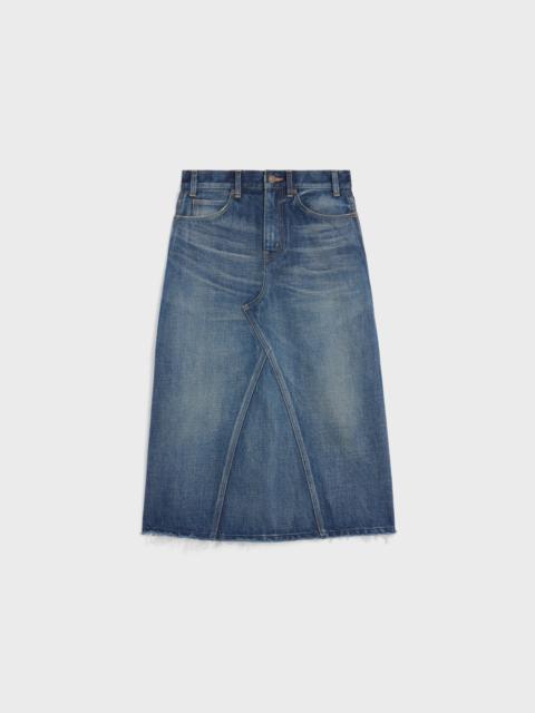 CELINE midi skirt in dark union wash denim