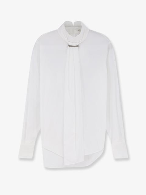 Brunello Cucinelli Brunello Cucinelli Cotton Blend Shirt White with Monili Detail