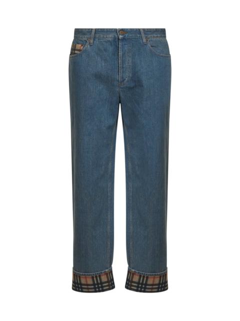 Burberry Burberry Men Medium Blue Denim Jeans With Check Details