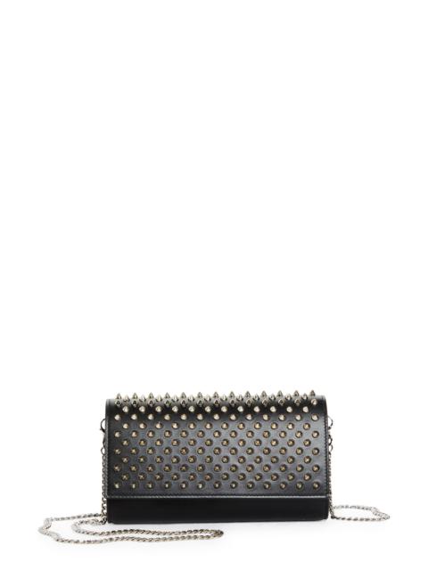 Christian Louboutin Christian Louboutin Paloma Spike Leather Wallet on a Chain in Bk65 Black/Silver at Nordstrom
