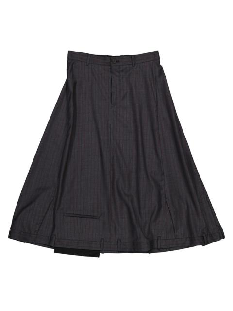 BALENCIAGA Balenciaga Ladies Grey / Red Pinstripe-Pattern Midi Wool Skirt