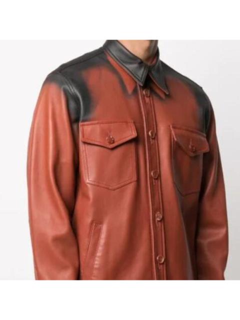 Marni BNWT AW21 MARNI SPRAY PRINT LEATHER SHIRT JACKET 48