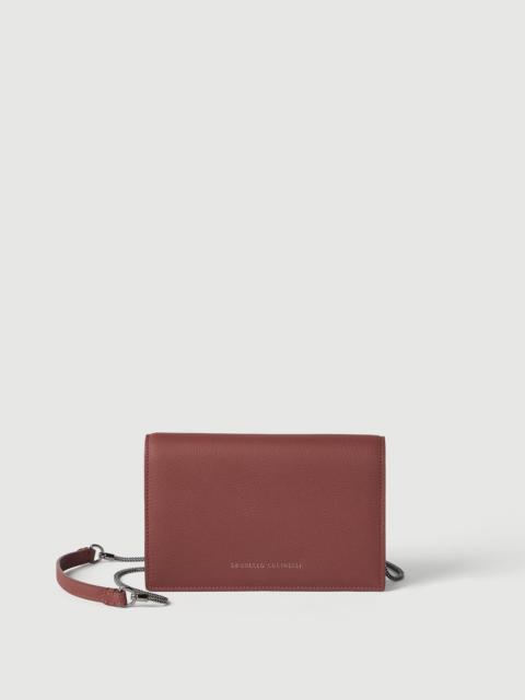 Brunello Cucinelli Grained calfskin wallet with detachable precious strap