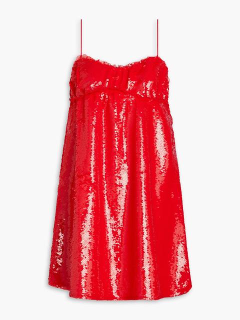 GANNI Ruffle-trimmed sequined crepe mini dress