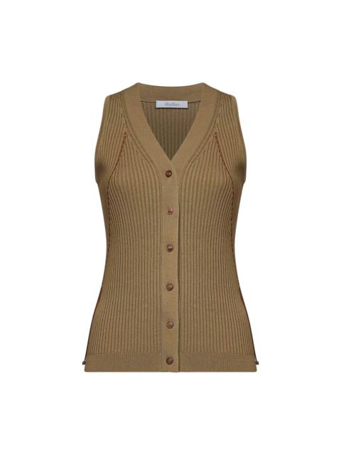 Max Mara Max Mara Women Khaki Green Ribbed Knit Mxmfiorire Vest