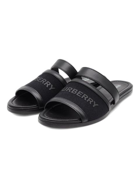 Burberry Honour Canvas and Leather Flat Sandals in Brown $680