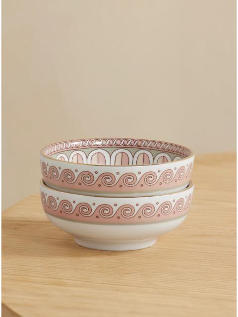 La DoubleJ Set Of Two Gold-plated Porcelain Snack Bowls