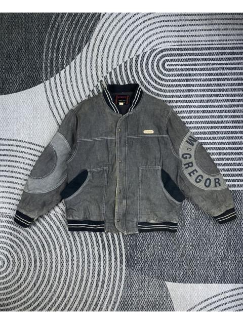 Other Designers Vintage 90s McGregor Denim Big Spell On Sleeve Bomber Jacket