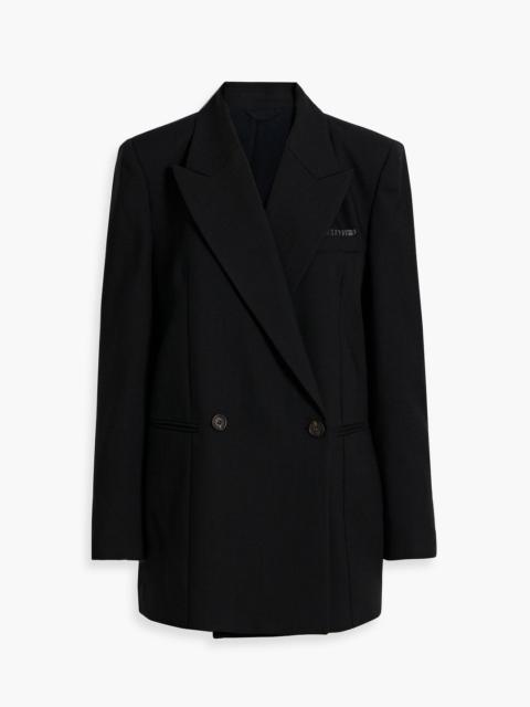 Brunello Cucinelli Bead-embellished double-breasted wool-twill blazer