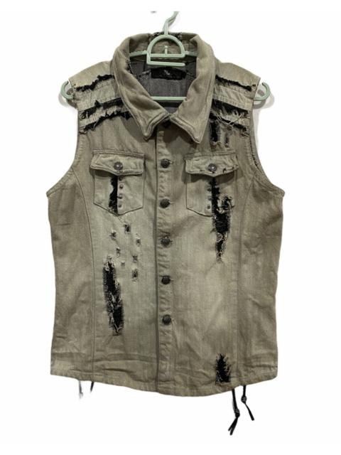 Other Designers Distressed Denim - Mades Signature Style Sleeveless Distressed Denim Jacket