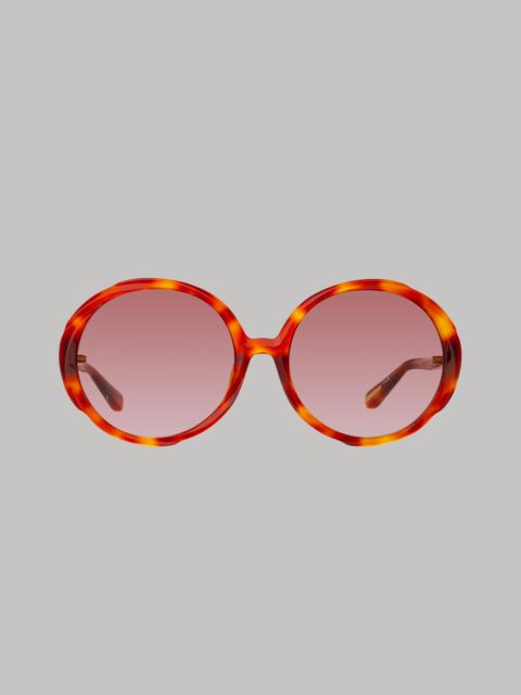 LINDA FARROW OTAVIA OVERSIZED SUNGLASSES IN AMBER TORTOISESHELL