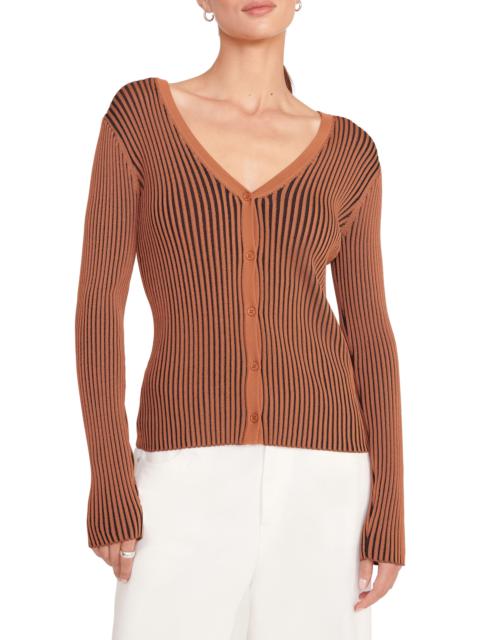 STAUD Cargo Ribbed Cardigan in Black/Tan at Nordstrom