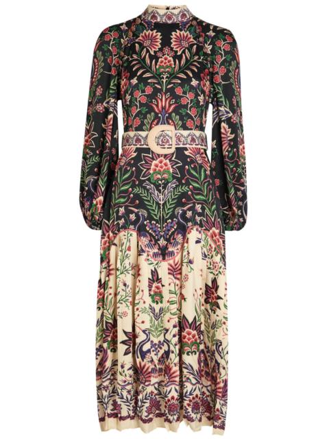multicolor latin trip scarves organic cotton midi dress FARM RIO Multicolor Latin Trip Scarves Organic Cotton Midi Dress - 335811