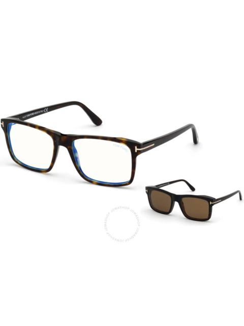 Tom Ford Blue Light Block with Brown Clip-On Rectangular Men's Eyeglasses FT5682-B 052 54
