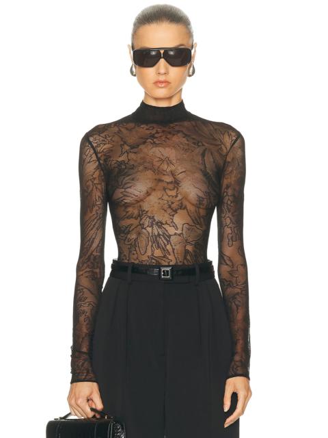 David Koma Floral Lace Long Sleeve Bodysuit