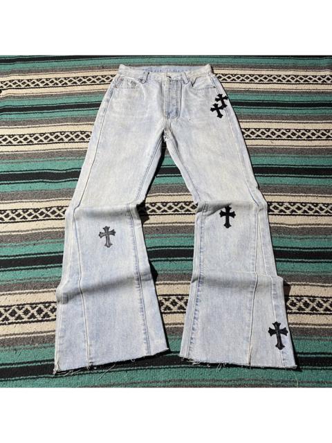 Other Designers If Six Was Nine - Unknown Chrome Hearts Style Cross Patchwork Flared Jean