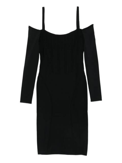 MUGLER Off Shoulder Long Sleeve Midi Dress