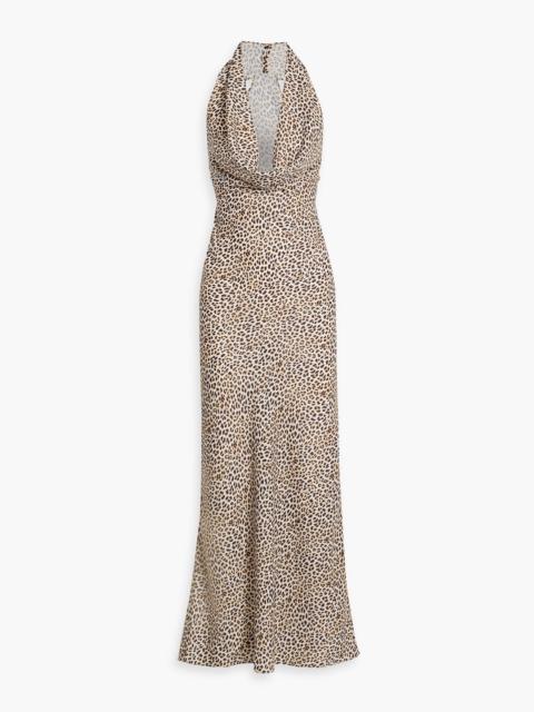 NORMA KAMALI Draped leopard-print crepe de chine gown