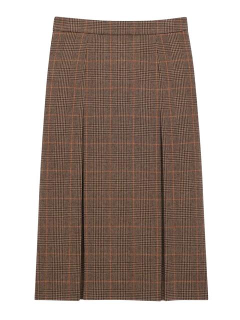 SAINT LAURENT MIDI SKIRT IN WOOL AND CASHMERE PRINCE OF WALES