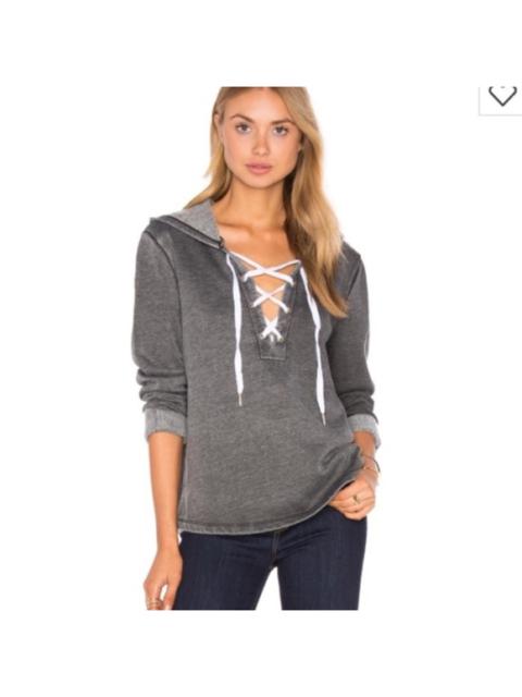 Other Designers The Laundry Room Lace-Up Burnout Soft Fleece Hoodie