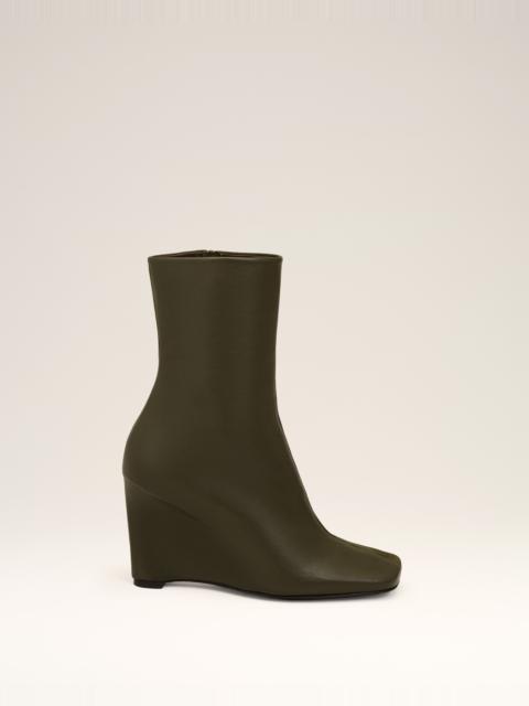 AMI Paris GREEN LEATHER BICOLOR ANKLE BOOTS