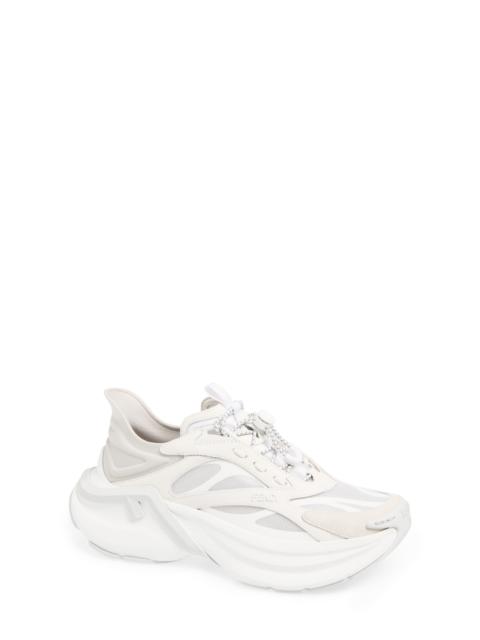 FENDI Fendi F-Light Mixed Media Sneaker in White at Nordstrom