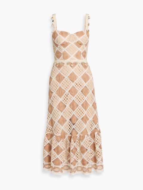 PatBO Bossa embellished crocheted cotton midi dress