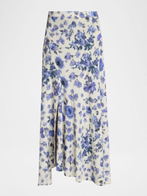 Isabel Marant Sakura Blur Floral Slit Midi Skirt