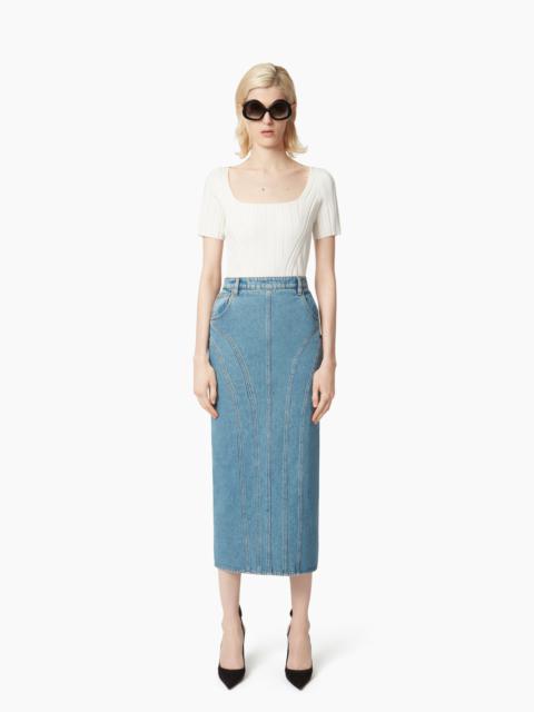 NINA RICCI DENIM SKIRT WITH COUTURE DETAILS